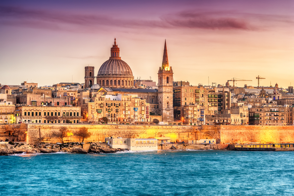 Valetta, Malta,Marsans-Hafen bei Sonnenuntergang