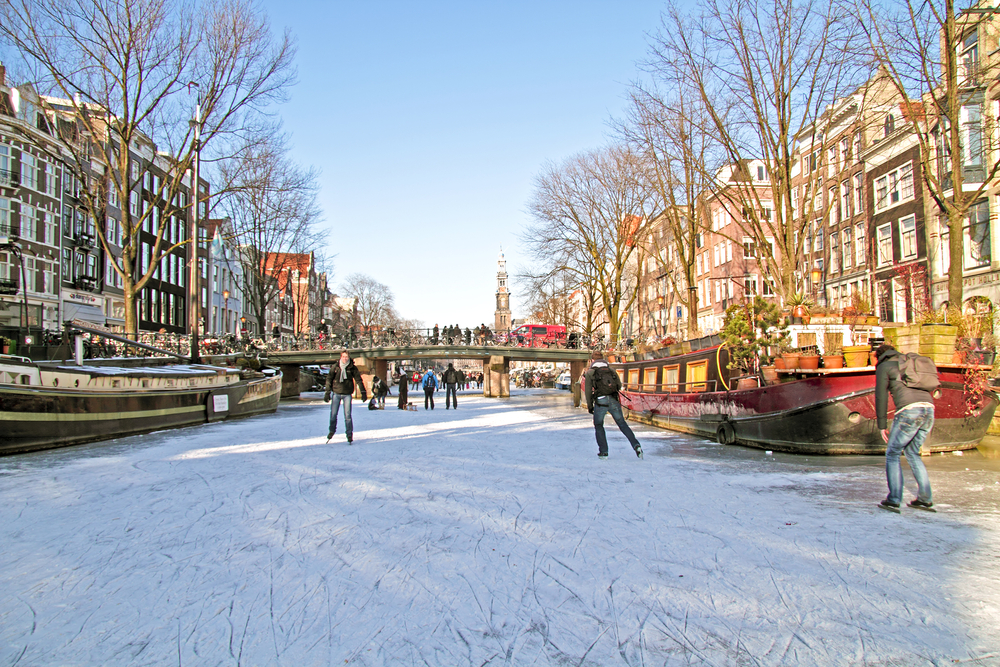 Januar Amsterdam Eislaufen